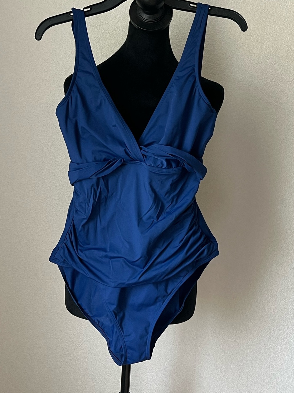 Ralph Lauren Sapphire Blue Twist-Front One-Piece Swimsuit Womens